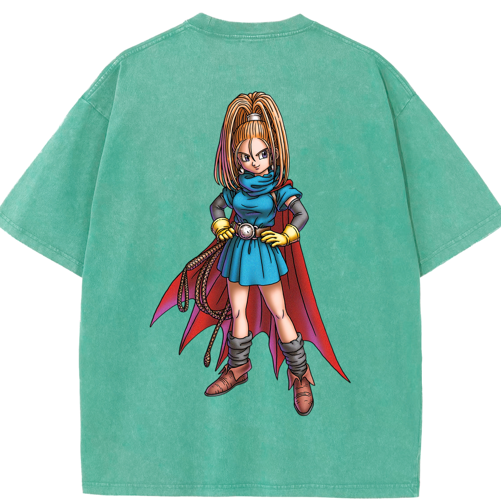 （画像用） ドラゴンクエスト Doragon Kuesuto Dragon Quest 綿100% ヴィンテージ風 半袖Tシャツ（背面プリント）